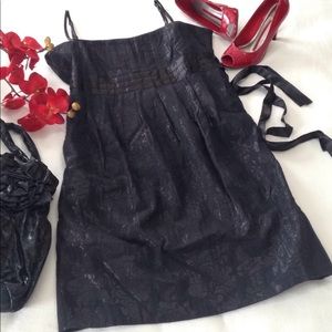 NEW Little Black Cocktail Dress Spaghetti Strap Empire waist Shimmer BCBG Jrs Lg